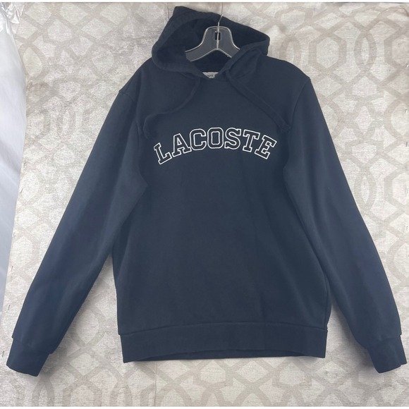 Lacoste Mens Black Arched Logo Fleece Pullover Hoodie Sweatshirt FA10282 Size S - Picture 8 of 9